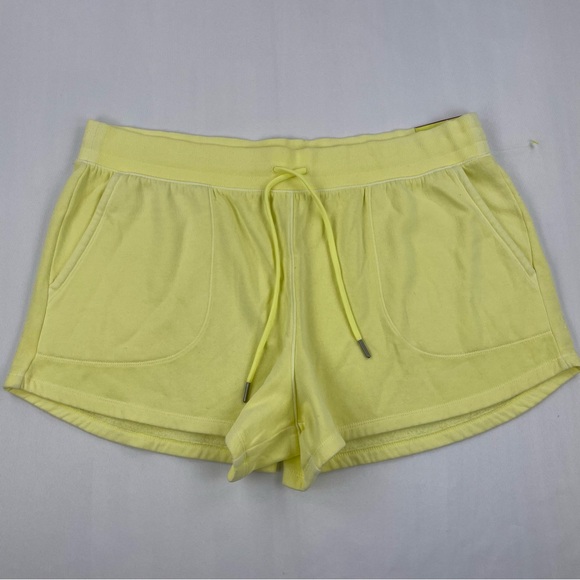 All In Motion Shorts Women XXL Yellow Lounge Sweat Shorts Drawstring Cotton NWT - Picture 1 of 9